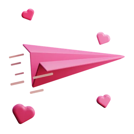 Carta de amor avion  3D Icon