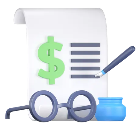 Carta de registro de dinero  3D Icon