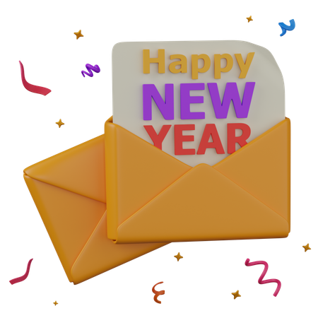 Carta de feliz año nuevo  3D Icon