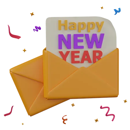 Carta de feliz año nuevo  3D Icon