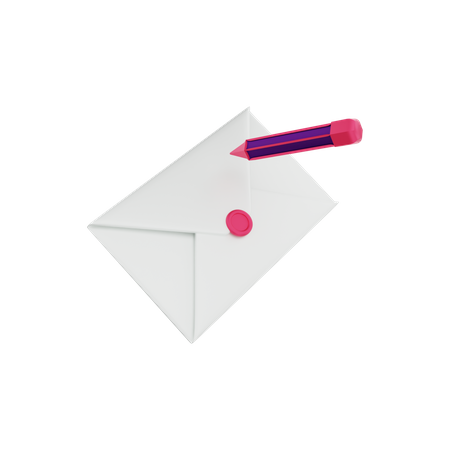 Carta de correo electrónico con lápiz  3D Illustration