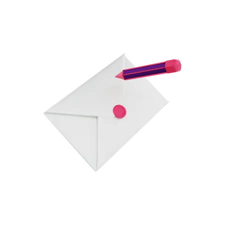 Carta de correo electrónico con lápiz  3D Illustration