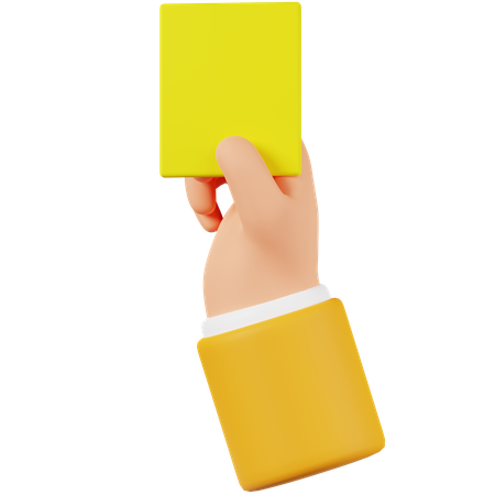 Mão segurando um cartão amarelo  3D Icon