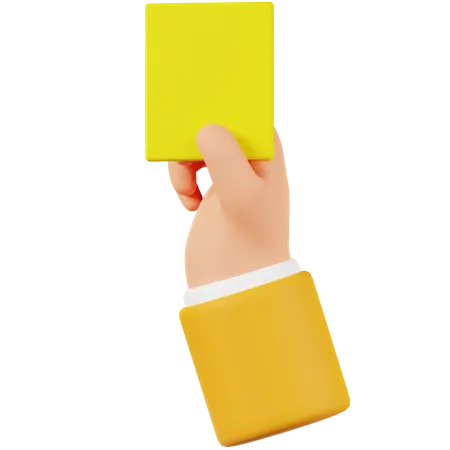 Mão segurando um cartão amarelo  3D Icon