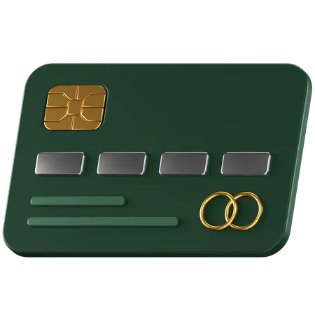 Icone 3 D De Um Cartao De Credito Verde Com Detalhes Prateados E Dourados 3D Icon