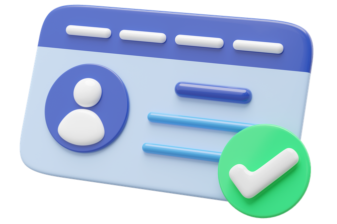 Cartão de identificação aprovado  3D Icon