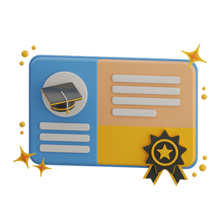 Cartão de identificação de estudante  3D Icon