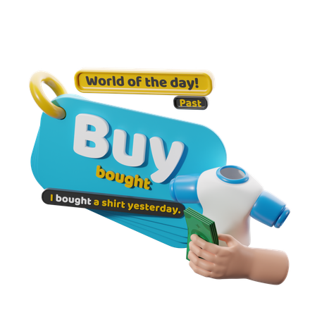 Cartão de vocabulário verbos no passado em inglês  3D Icon