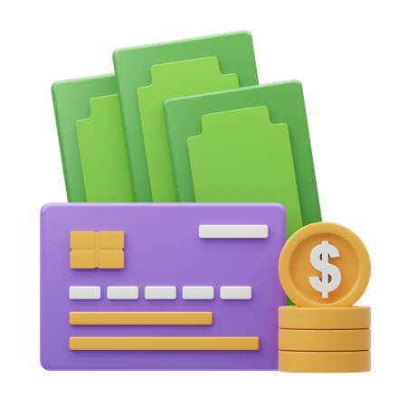 Cartão e dinheiro  3D Icon