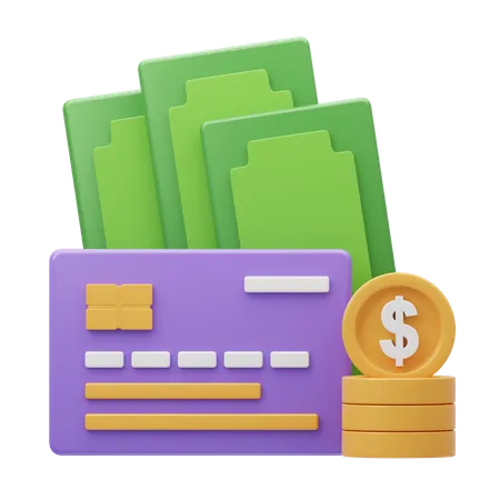 Cartão e dinheiro  3D Icon
