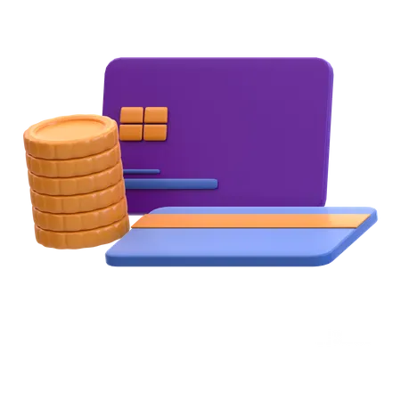Cartão e moedas  3D Icon