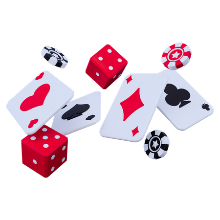 Cartas y fichas de póquer voladoras  3D Icon