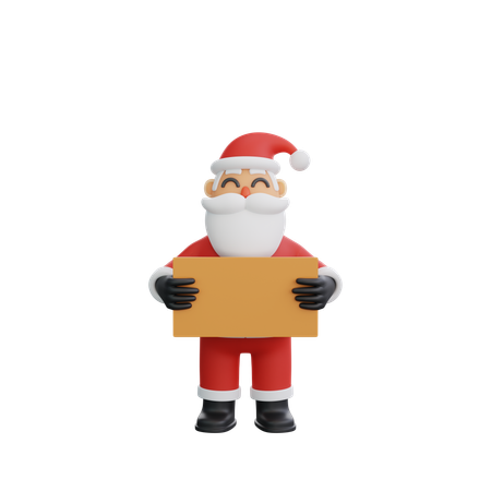 Papai Noel segurando cartaz  3D Illustration