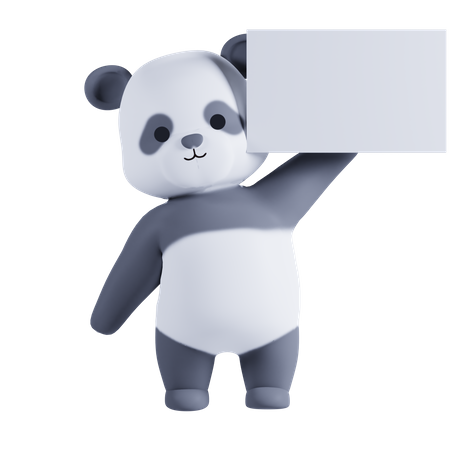 Panda segurando cartaz  3D Illustration