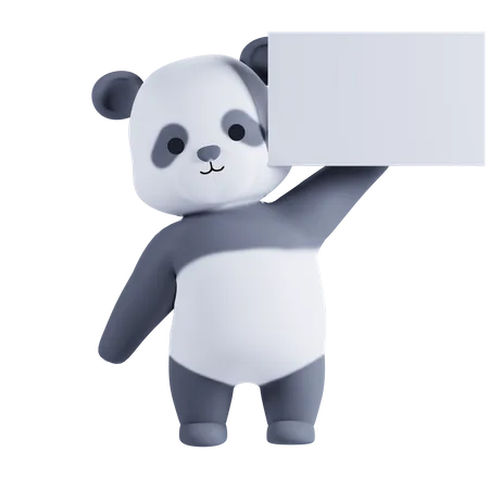 Panda segurando cartaz  3D Illustration