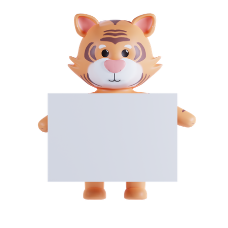 Tigre segurando cartaz  3D Illustration