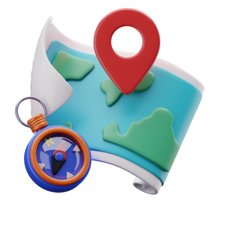 Carte et boussole  3D Icon