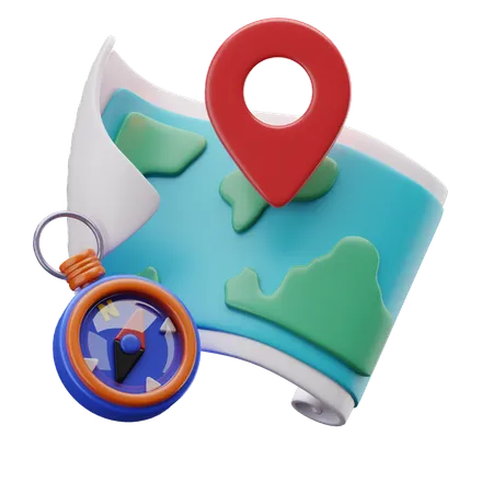 Carte et boussole  3D Icon