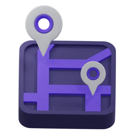 Carte itinéraire  3D Icon