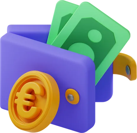 Carteira de euros  3D Illustration