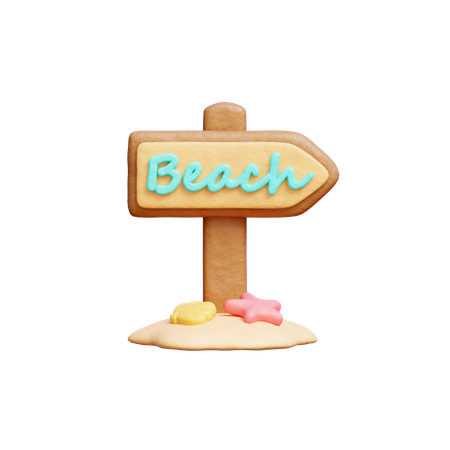 Cartel de playa  3D Icon