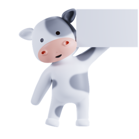 Vaca sosteniendo cartel  3D Illustration