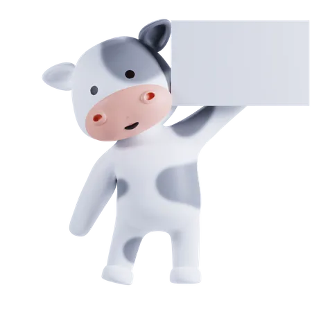 Vaca sosteniendo cartel  3D Illustration