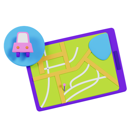 Cartes de navigation automobile  3D Icon