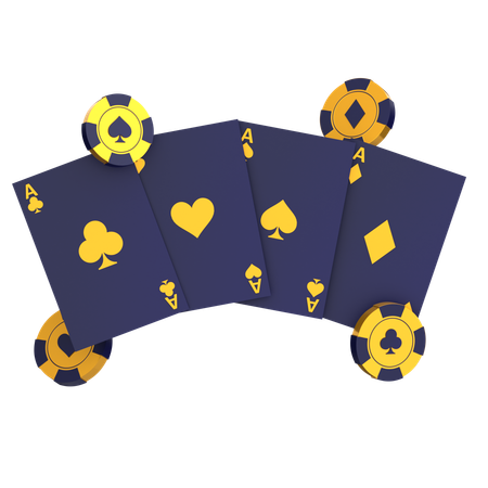 Cartes et jetons de poker volants  3D Icon