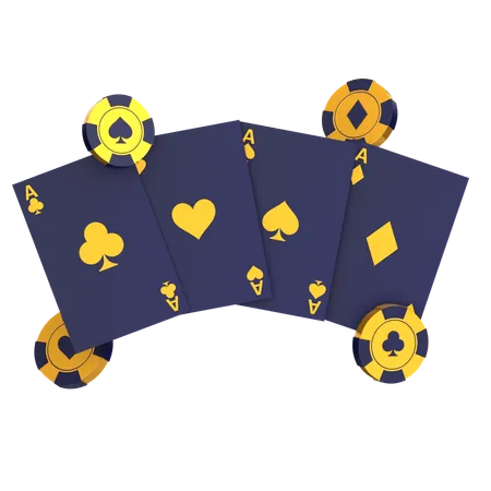 Cartes et jetons de poker volants  3D Icon