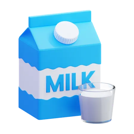Cartón de leche y vidrio  3D Icon