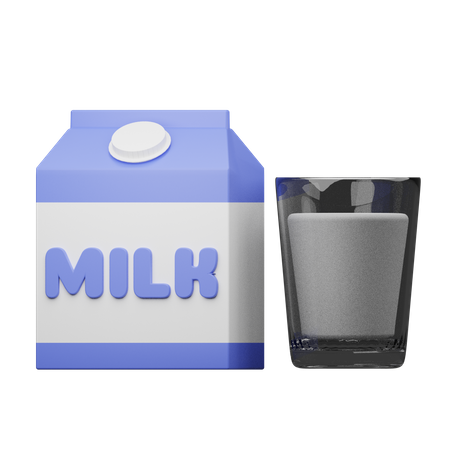 Cartón de leche y vidrio  3D Illustration