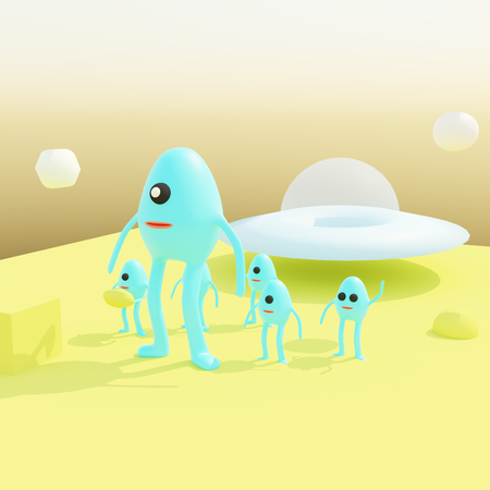 Cartoon Alien  3D Illustration