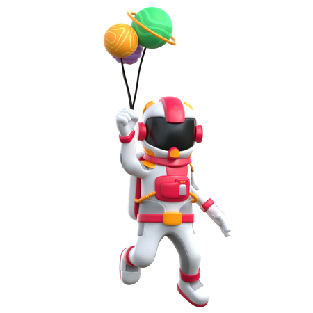 Cartoon Astronaut With The Planet  3D Icon