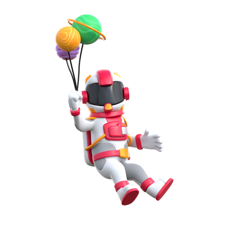 Cartoon Astronaut With The Planet 3D Illustration