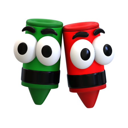 Cartoon Crayon  3D Icon