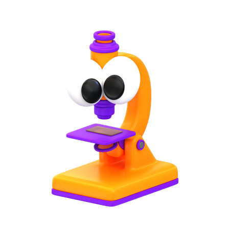 Cartoon Microscope  3D Icon