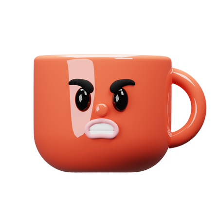 Cartoon Mug Angry  3D Icon