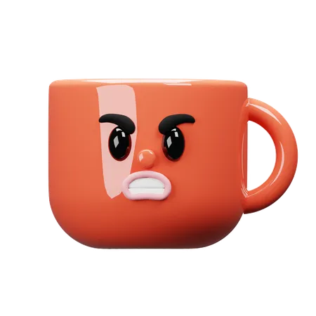 Cartoon Mug Angry  3D Icon