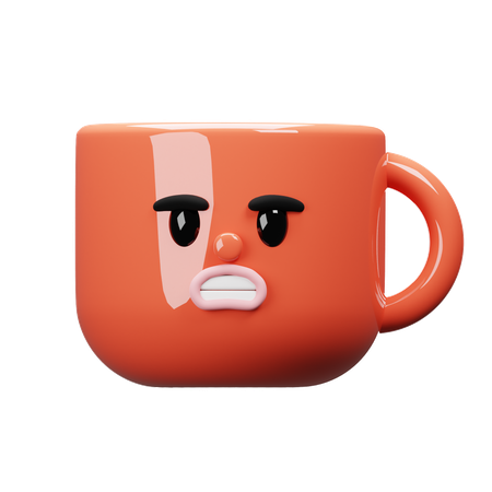 Cartoon Mug Bad Mood  3D Icon