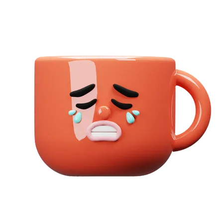 Cartoon Mug Cry  3D Icon