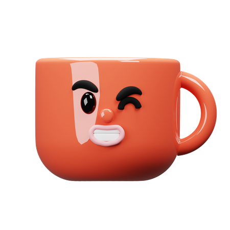 Cartoon Mug Wink  3D Icon