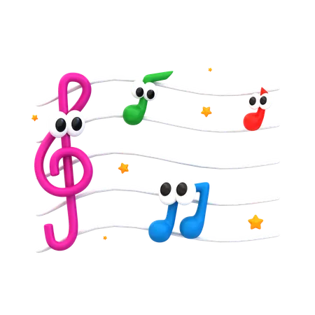 3 D Cartoon Icon Education Series Music Note 3D Icon