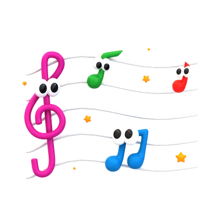 Cartoon Music Note  3D Icon