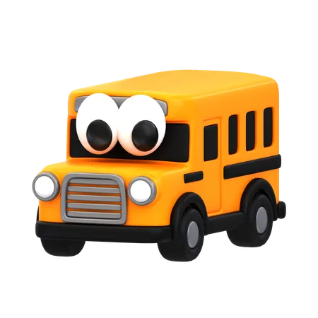 3 D Cartoon Icon Education Series School Bus 3D Icon