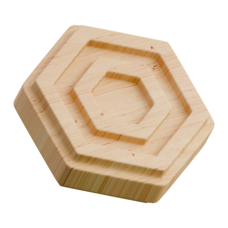 Carved Hexagon Wooden Abstract Shape  3D Icon