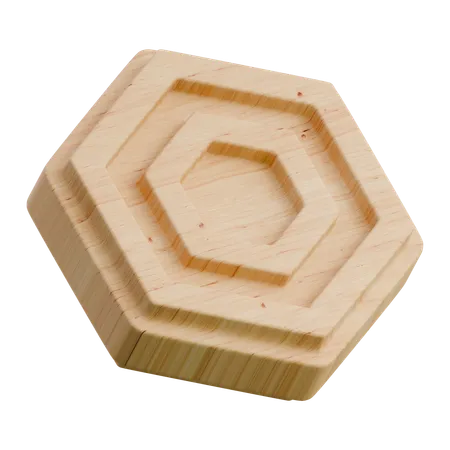 Carved Hexagon Wooden Abstract Shape  3D Icon