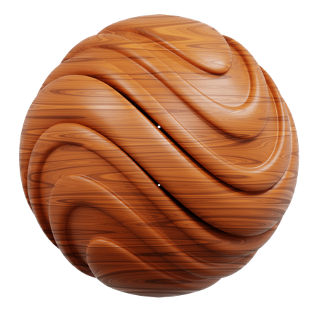 Carved Wooden Egg With Swirling Grain Patterns  3D Icon