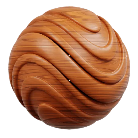 Carved Wooden Egg With Swirling Grain Patterns  3D Icon