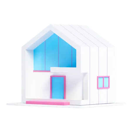 Renderizacao 3 D De Uma Casa Moderna Icone De Casa 3D Icon